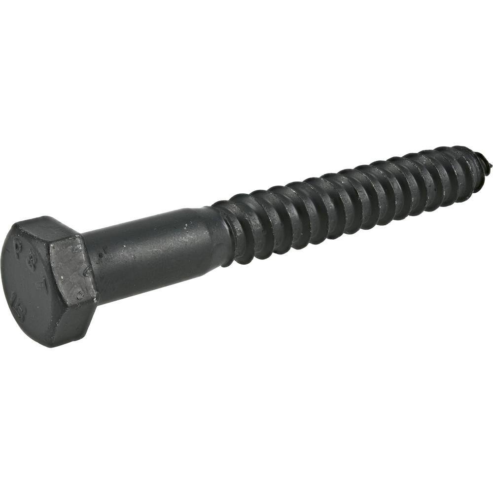 Deck Bolts 1/4 in. x 11/2 in. Black Exterior Hex Lag Screws 261265 The Home Depot