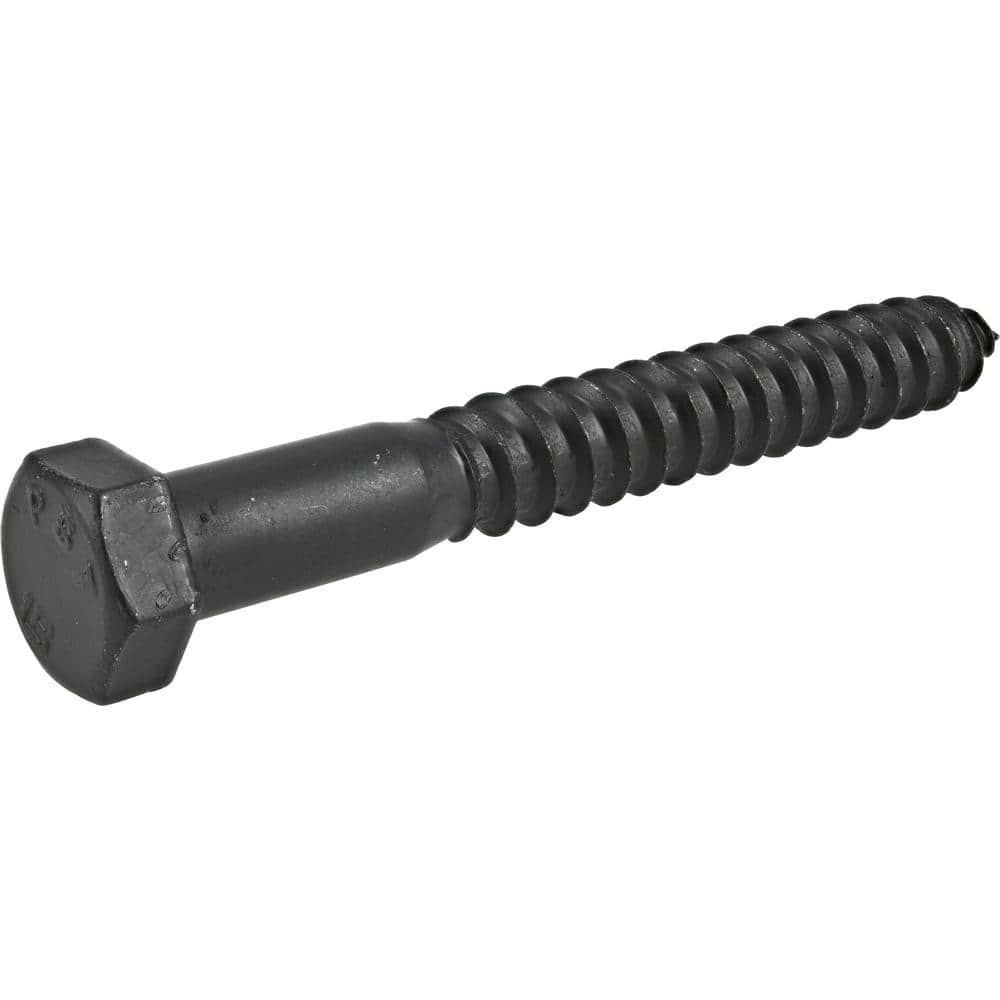 Deck Bolts 1/4 in. x 2 in. Black Exterior Hex Lag Screws 261266