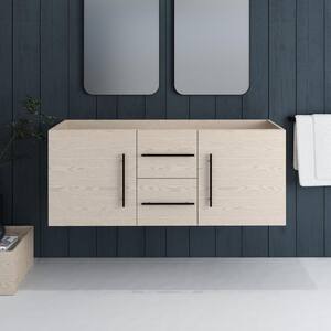 Napa 60 in. W x 20 in. D x 21 in. H in. Double Sink Bath Vanity Cabinet without Top in Natural Oak, Wall Mounted