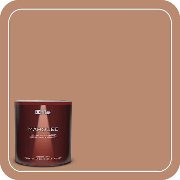 BEHR MARQUEE 1 Qt. #MQ1-29 Carmelite One-Coat Hide Matte Interior Paint & Primer
