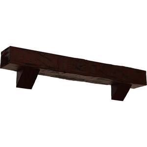6 in. x 10 in. x 6 ft. Hand Hewn Faux Wood Fireplace Mantel Kit, Breckinridge Corbels, Natural Pecan