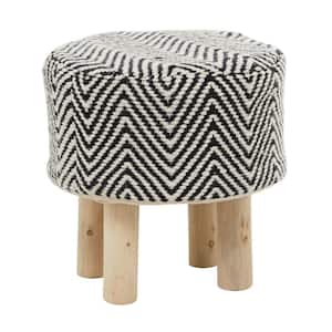 17 in. Black Polyester Chevron Stool with Wood Legs