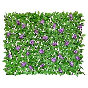 11 in. Expandable Garden Fence Plastic Privacy Screen Faux Ivy Decorative