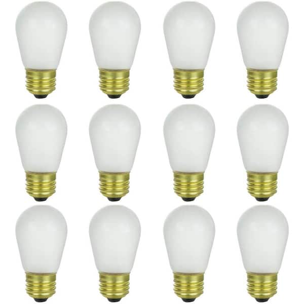 Sunlite 11-Watt S14 Frosted Dimmable Party Bulbs for String Lights Mercury Free Incandescent Light Bulb (12-Pack)