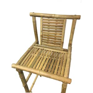 45 in. H Bamboo Tiki Bar Stool with Back Support (Set of 2)