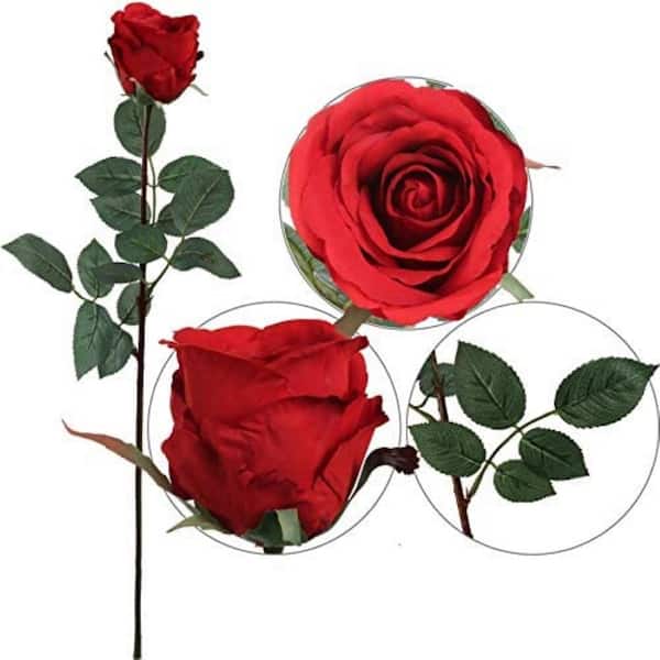 Red Silk Single Long Stem Rose, 30in - Fisch Floral Supply