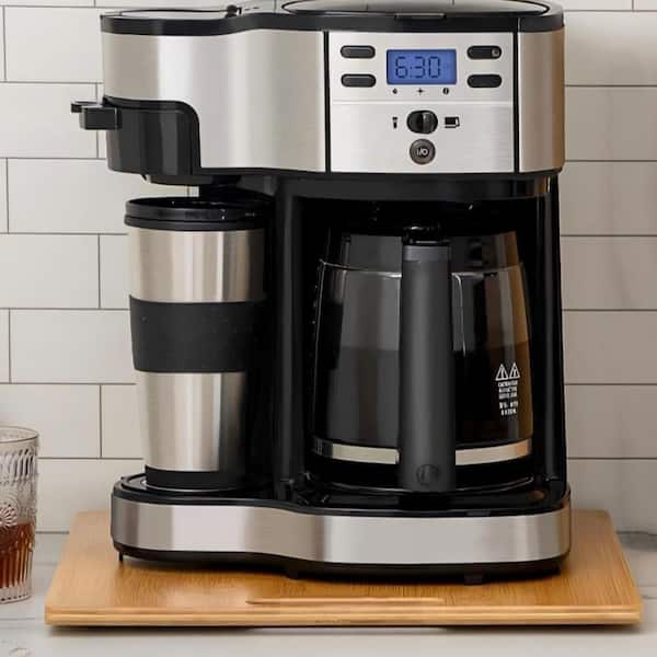 13 in. x 14 in. Bamboo Appliance Slider, Kitchen Rolling Tray for Coffee Maker, Sliding Drawer Storage Tray with Wheels