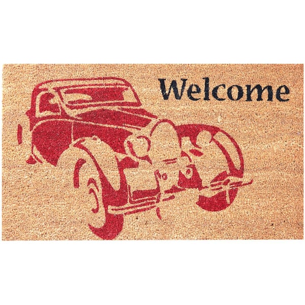Vintage Car 30 in. x 18 in. Coir Door Mat