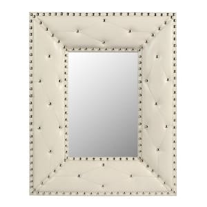 21 in. W x 26 in. H Rectangular PU Covered MDF Framed Wall Bathroom Vanity Mirror in White