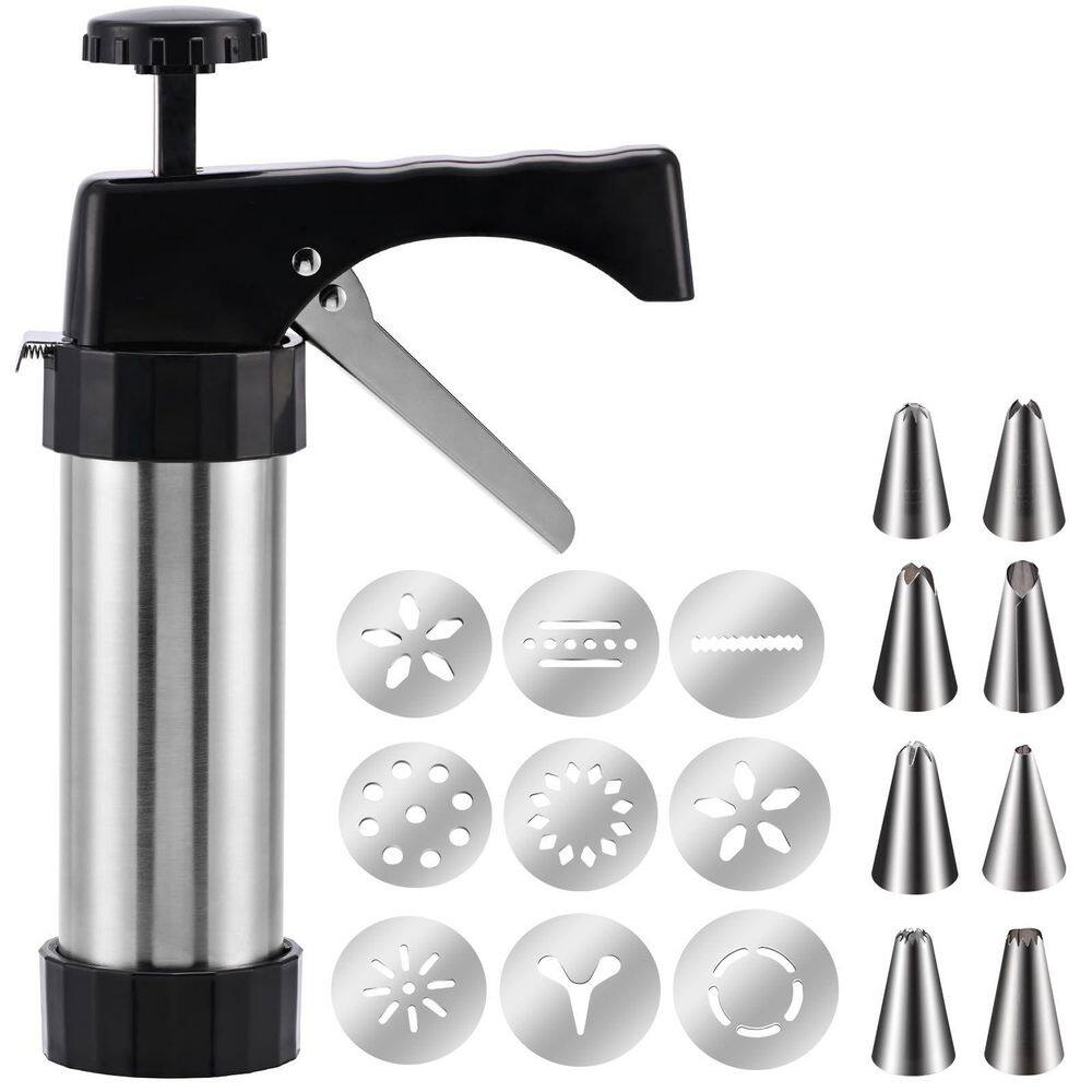 Stainless Steel Cookie Press Gun Kit with 13 Cookie Discs and 8 Piping Tips for DIY Christmas Cookies Maker price history on PriceWatchPro