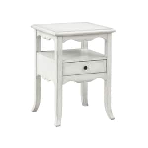 18 in. Ovid Burnished White Square Wood Top End Table