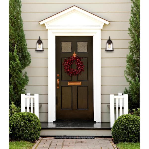 Brynn 1-Light Oil Rubbed Bronze with Highlights Outdoor Hanging Wall Lantern Sconce