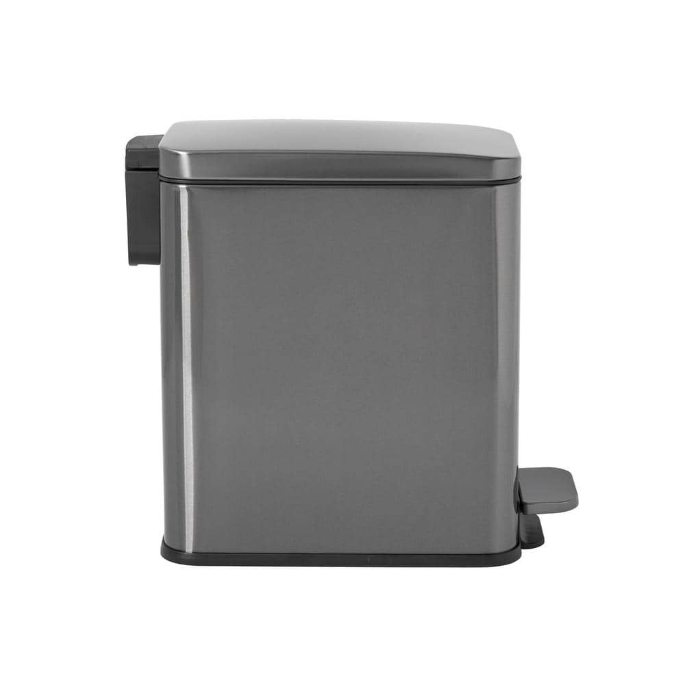 2.6 Gallon Silver Stainless Steel Rectangular Step-On Trash Can