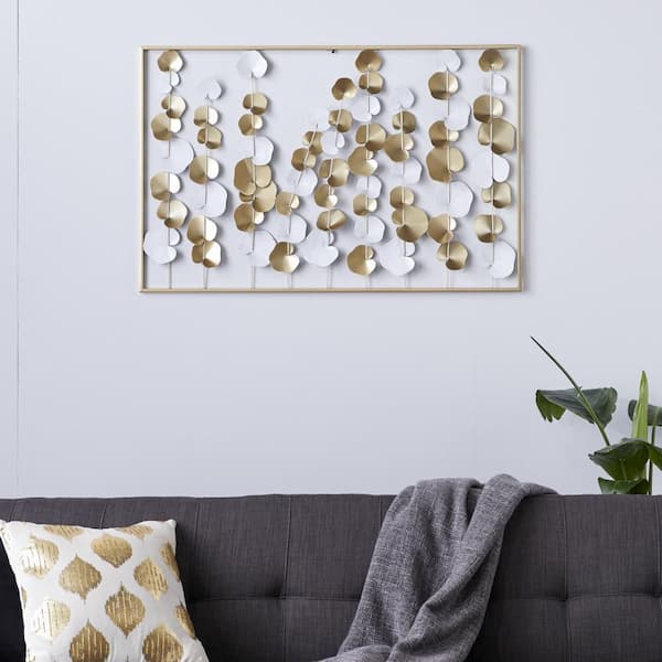 Litton Lane 26 in. x 40 in. Gold Metal Modern Abstract Wall Decor