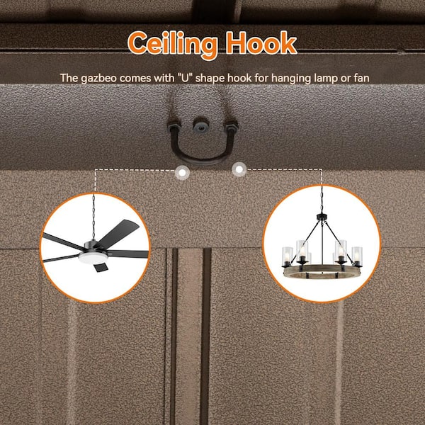 12 ft. x 12 ft. Aluminum Outdoor Gazebo Double Galvanized Steel Roof with Ceiling Hook, Mosquito Netting and Curtains