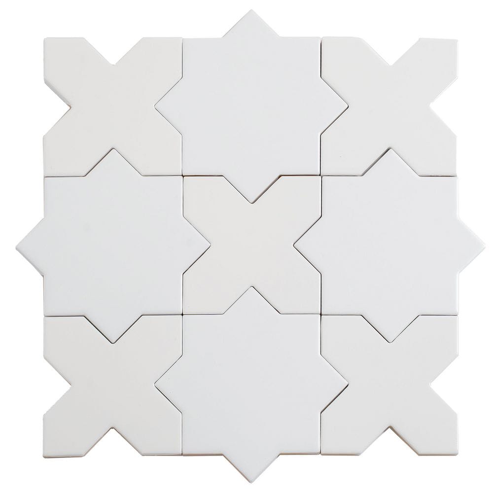 Siena 5.4 in. x 5.4 in. Pearl White Star with Cross Glossy Ceramic Wall and Floor Tile (10.76 sq. ft./case, 54 Pack) price history on PriceWatchPro