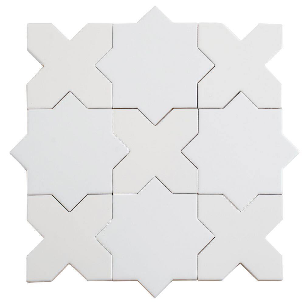 Siena 5.4 in. x 5.4 in. Pearl White Star with Cross Glossy Ceramic Wall and Floor Sample Tile (0.4 sq. ft.) price history on PriceWatchPro