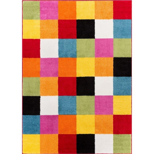 Well Woven StarBright Bright Square Multi 3 ft. x 5 ft. Kids Area Rug