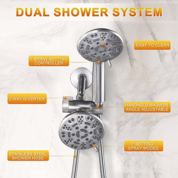 WOWOW Single-Handle 7 -Spray Shower Faucet 1.8 GPM with Dual
