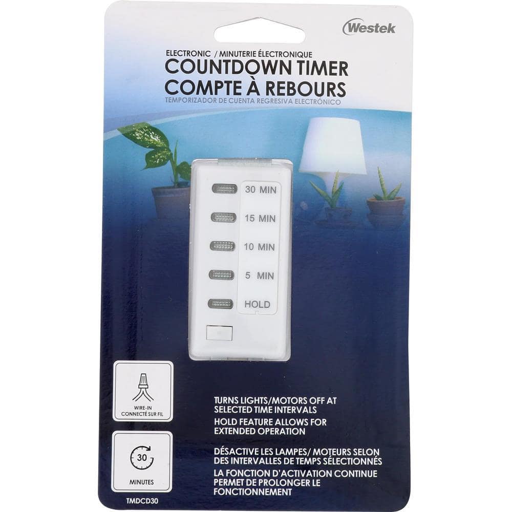 White Digital In-Wall Countdown Timer with LED Indicator