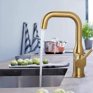 Single Handle Bar Faucet Deckplate Not Included in Spot Free Stainless Steel Brushed Gold