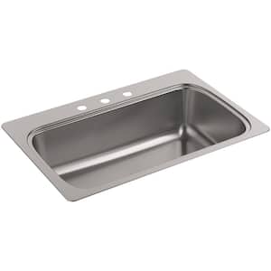 Verse Drop-In Stainless Steel 33 in. 3-Hole Single Basin Kitchen Sink