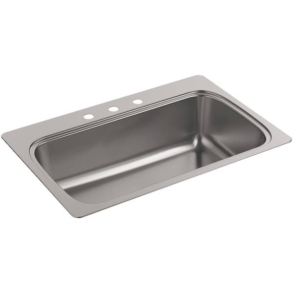 Kohler Verse Drop In Stainless Steel 33 In 3 Hole Single Basin Kitchen