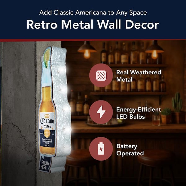American Art Decor Vintage Metal Corona Extra LED Marquee Sign