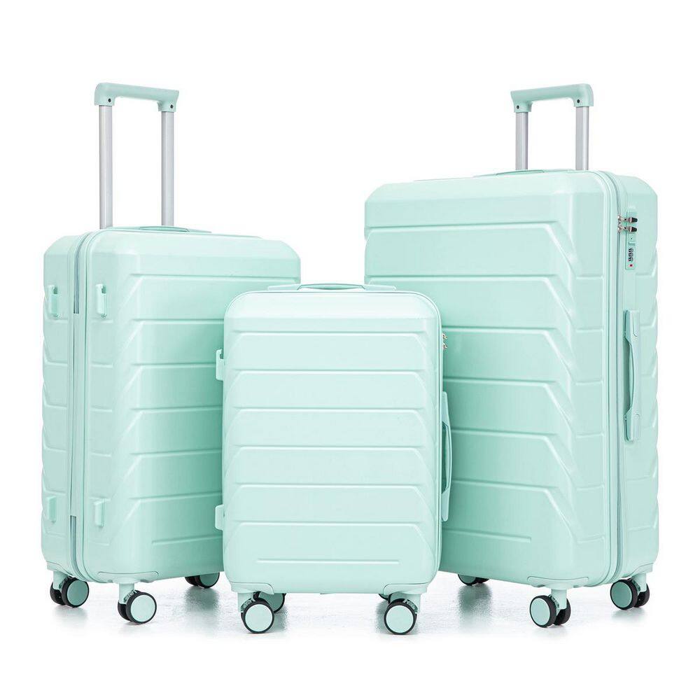 LIVACA 3-Piece Mint Green ABS Plastic Hardside Spinner Wheel