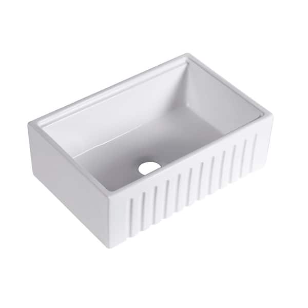 Maxie Sink Left to Right 30 in. Undermount Farmhouse Apron Front Rectangular Single Bowl White Ceramic Kitchen Sink