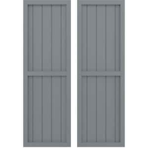 17-1/2 in. W x 35 in. H Americraft 5-Board Exterior Real Wood 2 Equal Panel Framed Board and Batten Shutters Ocean Swell