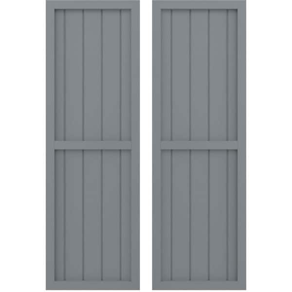 Ekena Millwork 17-1/2 in. W x 42 in. H Americraft 5-Board Exterior Real Wood 2 Equal Panel Framed Board and Batten Shutters Ocean Swell