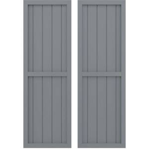17-1/2 in. W x 59 in. H Americraft 5-Board Exterior Real Wood 2 Equal Panel Framed Board and Batten Shutters Ocean Swell