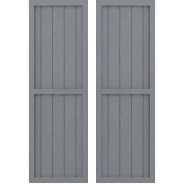Ekena Millwork 17-1/2-in W x 66-in H Americraft 5 Board Exterior Real Wood Two Equal Panel Framed Board and Batten Shutters Ocean Swell