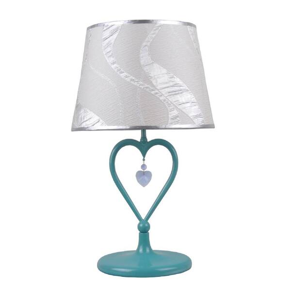 Elegant Designs 13 in. Green Heart Lamp with Hanging Purple Heart Shaped Crystal-DISCONTINUED
