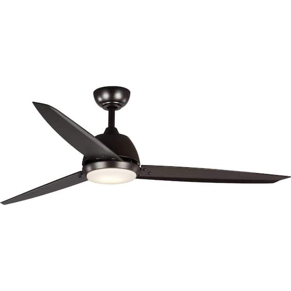 Progress Lighting Oriole Collection 60" Three-Blade Modern Bronze Ceiling Fan with LED Light and Remote
