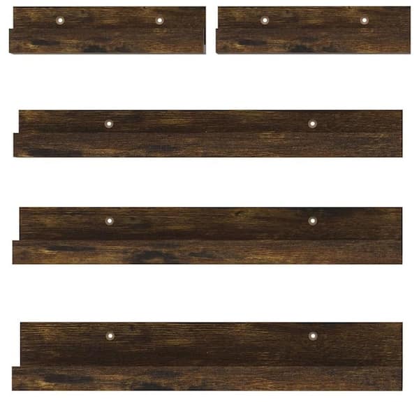 Unbranded 15.7 in. W x 5.5 in. D Brown Floating Shelves Set of 5 Decorative Wall Shelf