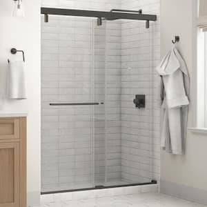 Mod 60 in. x 71-1/2 in. Soft-Close Frameless Sliding Shower Door in Bronze with 1/4 in. Tempered Clear Glass