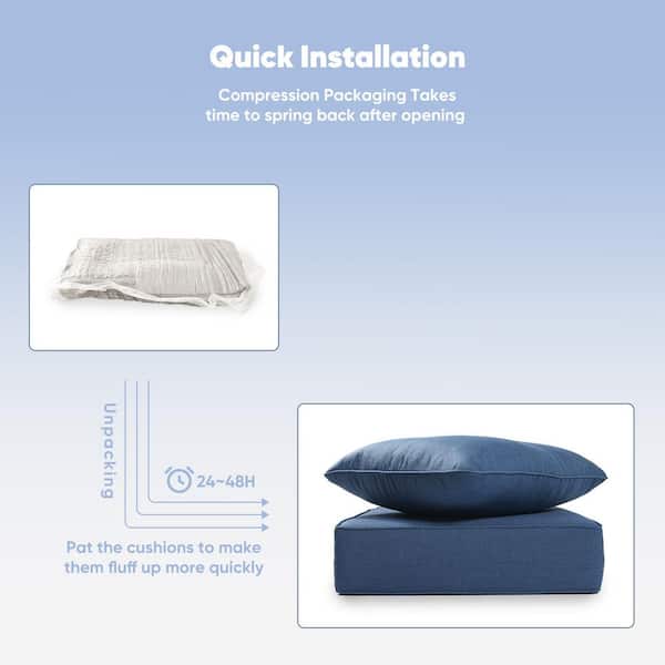 Duraolex 22 in. W x 24 in. D x 6 in. Thick 12-Piece Deep Seating Outdoor Lounge Chair Olefin Cushion, Blue