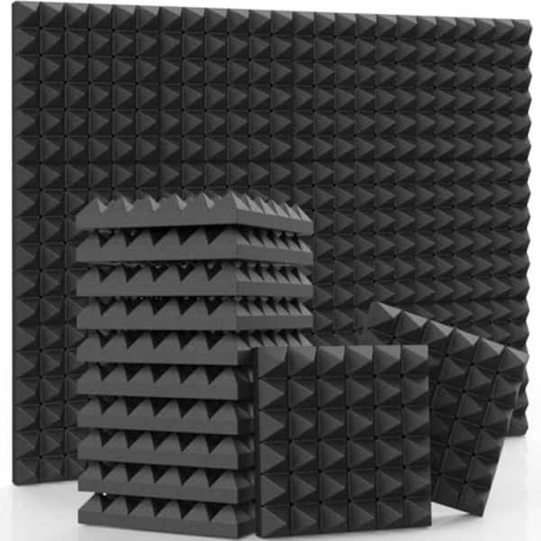 12 in. x 12 in. x 2 in. Pyramid Acoustic Foam Panels, High-Density Fire-Resistant Sound Absorption Panels (24-Pack)