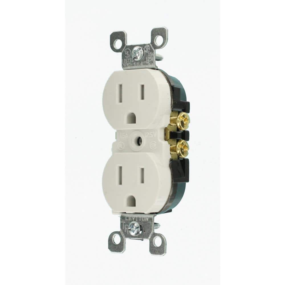 White Tamper Resistant Duplex Receptacle with Wall Plate