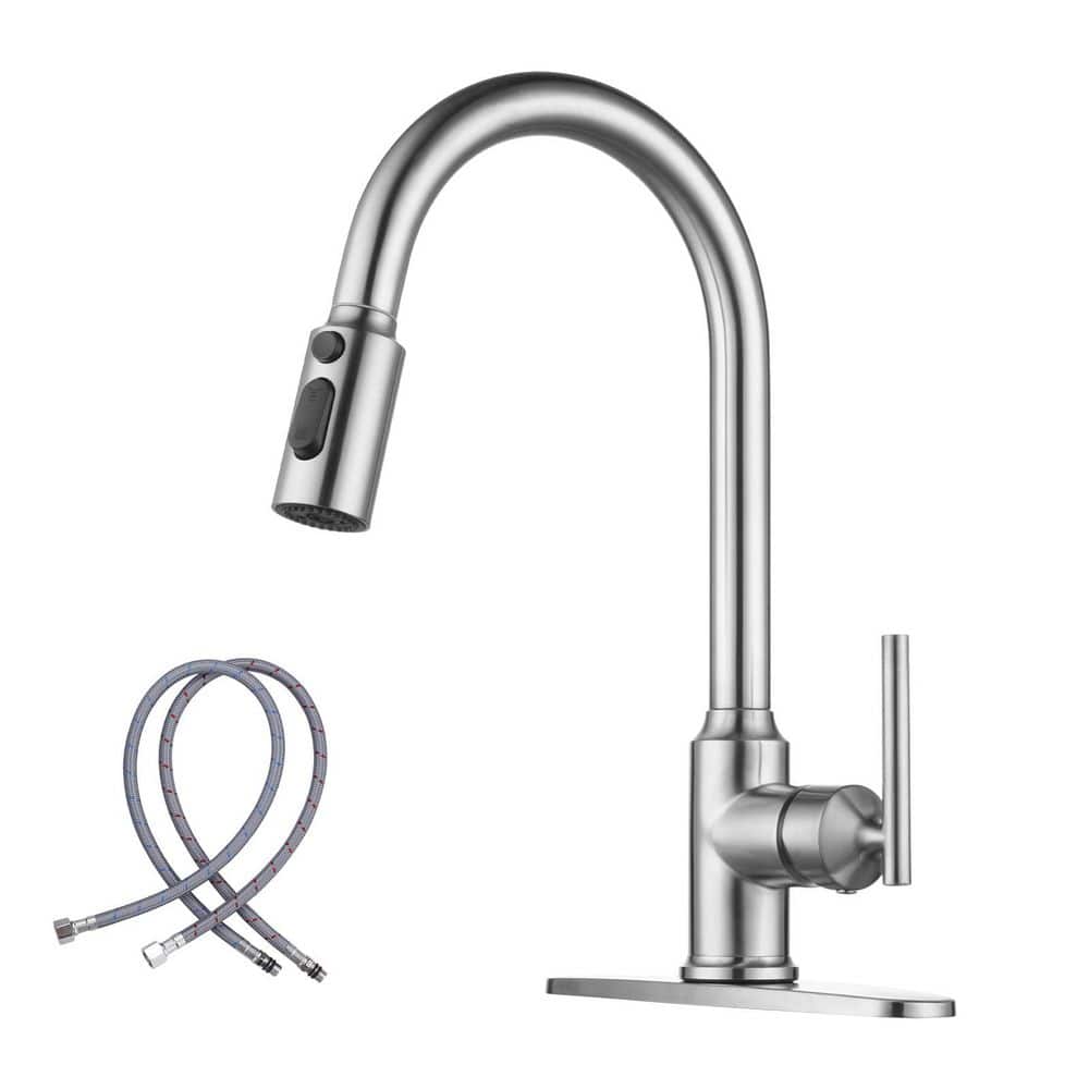 Kitchen Faucet Pull Down 304 Stainless Steel 3 Function Sprayer High Arc Swivel for Home Kitchen in Brushed Nickel price history on PriceWatchPro