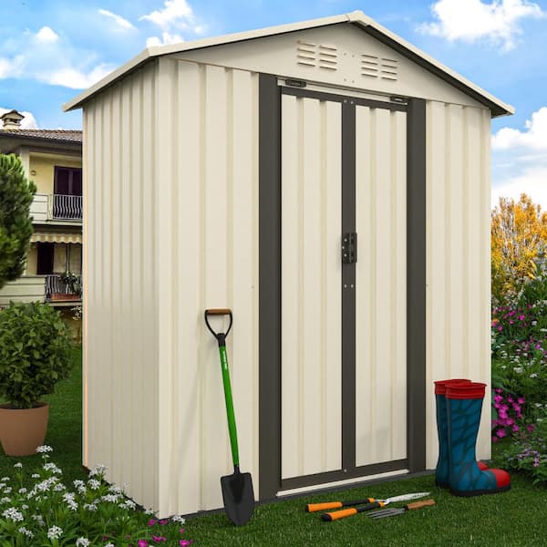 5 ft. W x 3 ft. D White Metal Waterproof Outdoor Storage Shed with Sliding Door and Vents (14 sq. ft. )
