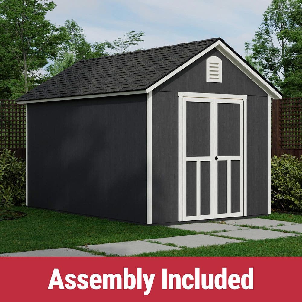 Professionally Assembled Meridian Deluxe 8 ft. x 12 ft. Wood Garden Shed Storage with Autumn Brown Shingle (96 sq. ft.) price history on PriceWatchPro