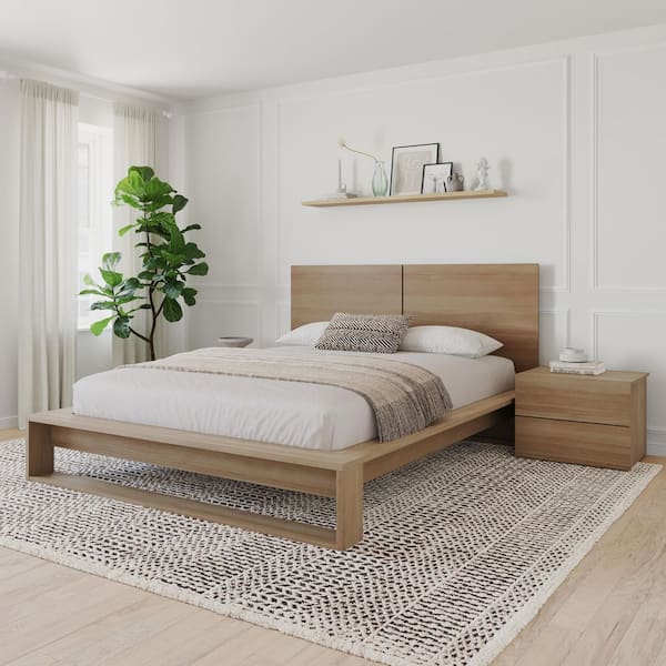 Birkin 3-Piece Brown Oak Composite Queen Size Bedroom Set