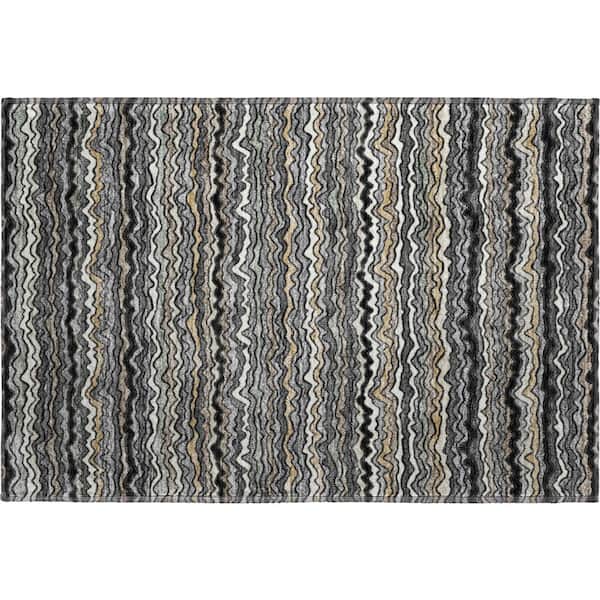 Mayfield Premium Machine Washable Abstract AMF2436 Black 2 ft. x 3 ft. Accent Rug