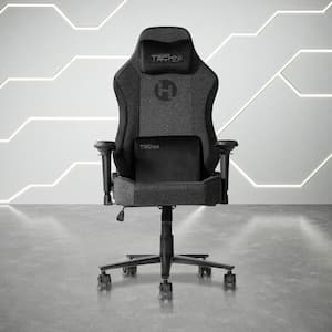 Fabric Reclining Gaming Chair in Black with Adjustable Arms and Memory Foam Seat and Back