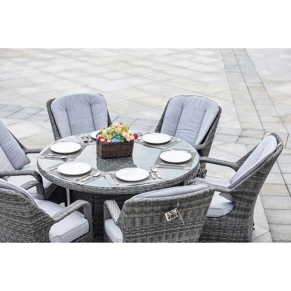 Home Decorators Collection Rosebrook 7-Piece Wicker Outdoor Dining Set with  CushionGuard Plus Flax Cushions FRA81324-ST - The Home Depot
