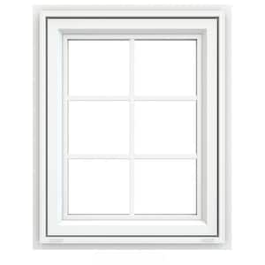 23.5 in. x 29.5 in. V-4500 Series White Vinyl Awning Window with Colonial Grids/Grilles