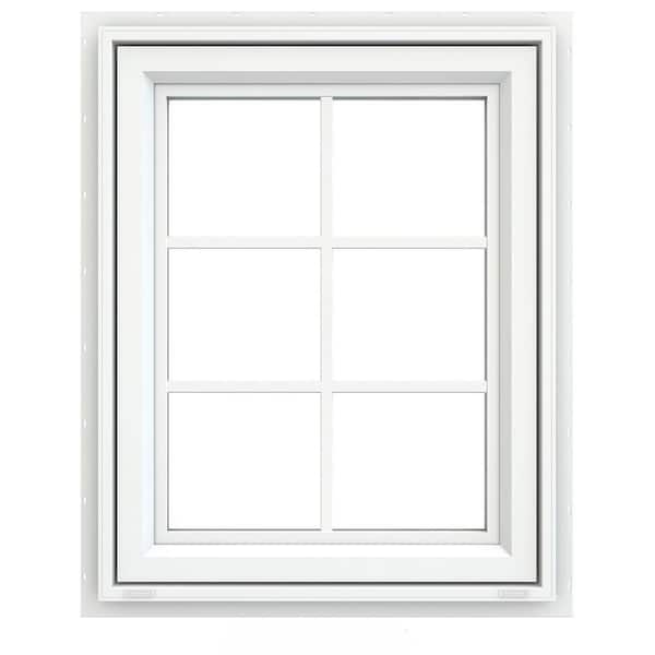 JELD-WEN 23.5 in. x 29.5 in. V-4500 Series White Vinyl Awning Window with Colonial Grids/Grilles